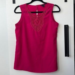 Hot pink lace front sleeveless top